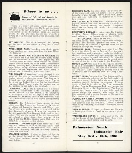 Visitors Guide Palmerston North and Feilding: September 1960 - 6