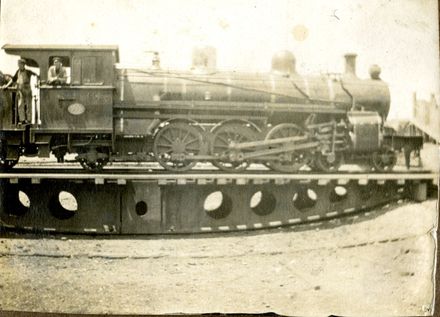 Train on turntable