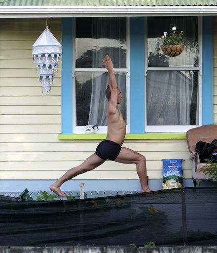 Yoga on the deck during COVID-19 Pandemic