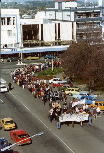 Springbok Tour - protestors in The Square
