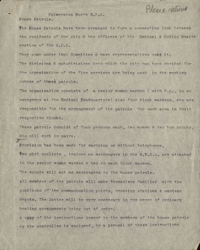 Palmerston North Emergency Precautions Scheme House Patrols