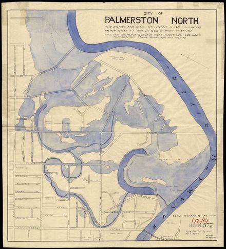 Plan showing area within city covered by 1941 Flood Waters Plan showing area within city covered by 1941 Flood Waters