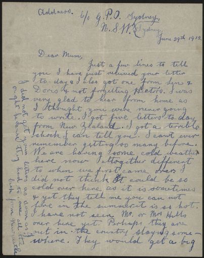 Letter home from Pat Argyle