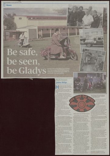 Back Issues:  Be safe, be seen, be Gladys