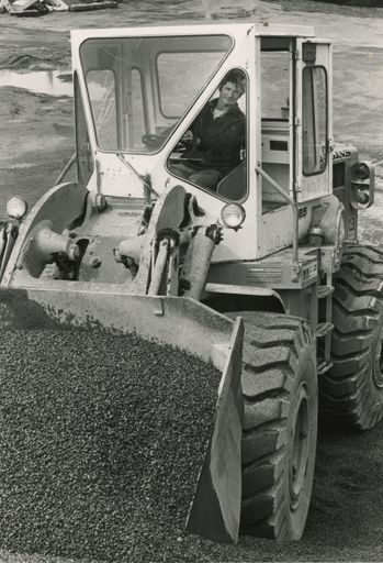 Loader at work on the resealing of Milson Airport runway