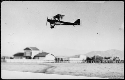 Walsh Brothers DH6 aeroplane leaving Dannevirke