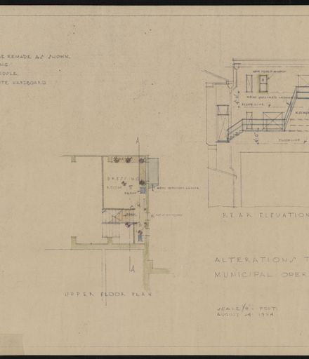 Plan of alterations to dressing rooms at the Municipal Opera House
