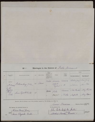 Marriage register 1880 - 1894