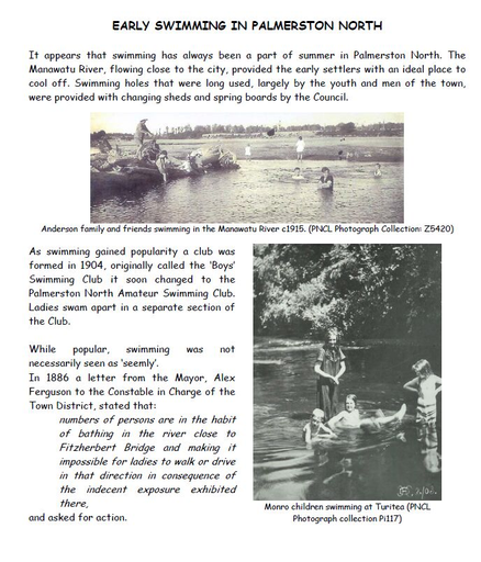 Swimming in early Palmerston North