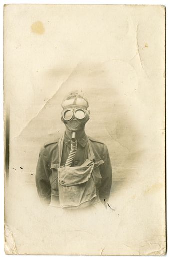 Soldier in a Gas Mask - postcard from Bob Eastwood