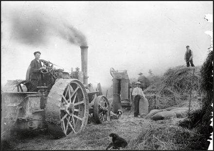 Chaff cutting on John Henson's farm, Mt Stewart