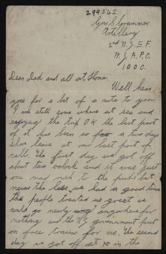 Christmas Greeting card from Stewart Grammer to his family in Bainesse during WWII