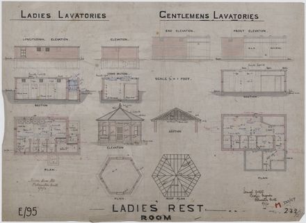 Plan of ladies and gentlemen's lavatories and ladies rest room