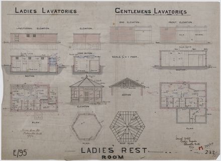 Plan of ladies and gentlemen's lavatories and ladies rest room