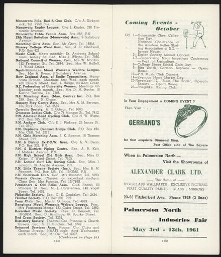 Visitors Guide Palmerston North and Feilding: October 1960 - 9