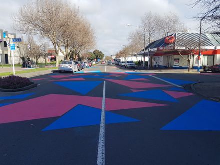 Traffic calming triangles on Main Street and George Street