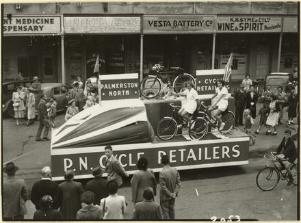 Cycle Retailers float, Palmerston North 75th jubilee