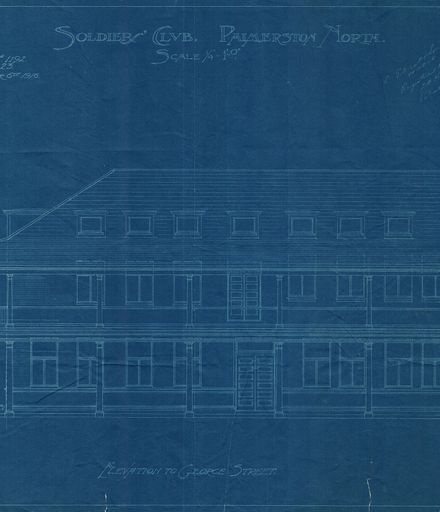 Soldiers' Club Building, Elevation to Cuba Street, 1916