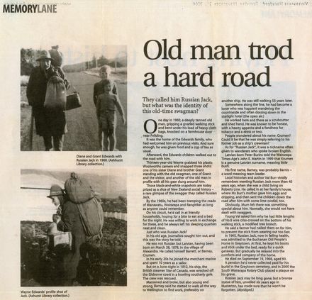 Memory Lane - "Old man trod a hard road" [Abridged]