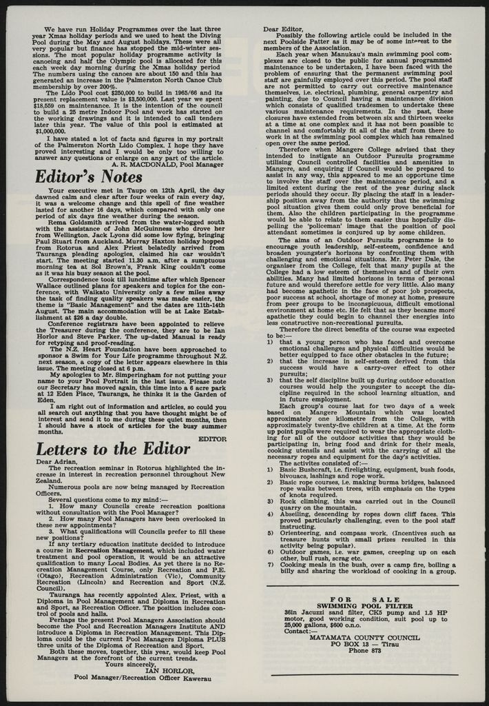 Poolside Patter - Article on Palmerston North's Lido 2