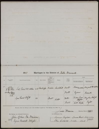 Marriage register 1880 - 1894