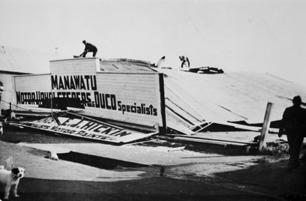 Storm damage on Manawatu Motor Upholsters building