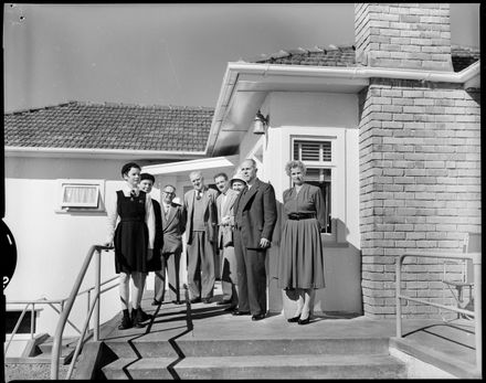 "Unidentified Group on Front Steps of House"