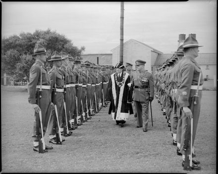 They Mayor and a Senior Officer Inspect Soldiers during the Linton Freedom of the City Parade