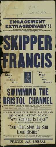 'Skipper Francis' poster advertising his appearance and film