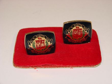 Souvenir cufflinks showing the Palmerston North 'City Crest' - Resource cover image