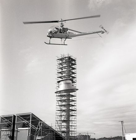 Putting Top on Chimney at Massey by Helicopter 3