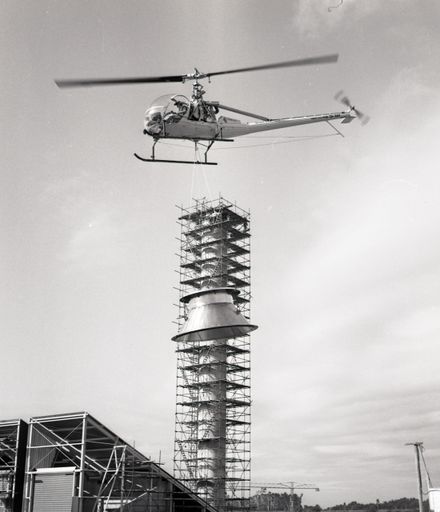 Putting Top on Chimney at Massey by Helicopter 3