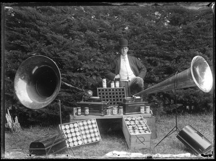 Man with Cylinder Phonograph Collection Man with Cylinder Phonograph Collection