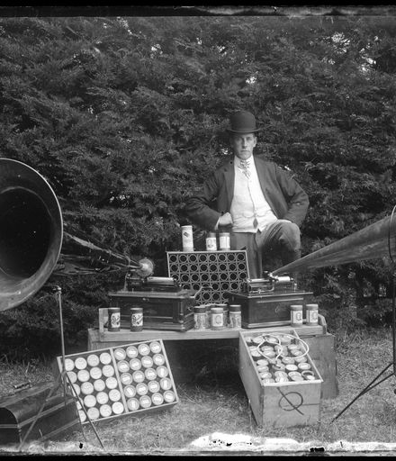Man with Cylinder Phonograph Collection