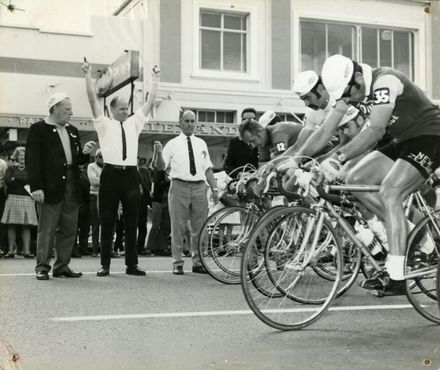 Start Line of Palmerston North-Wellington Segment of Dulux Six-Day Cycle Race, 1960s