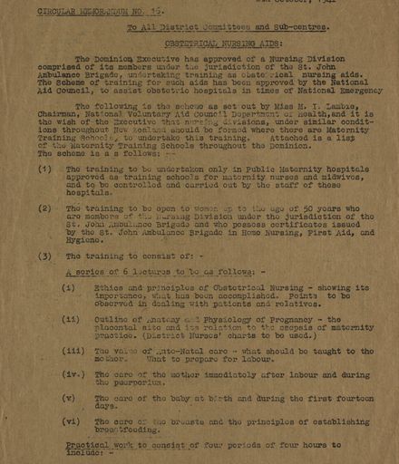 Women's War Service Auxiliary Memorandum No. 16
