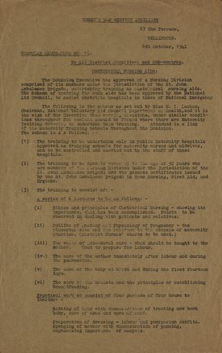 Women's War Service Auxiliary Memorandum No. 16