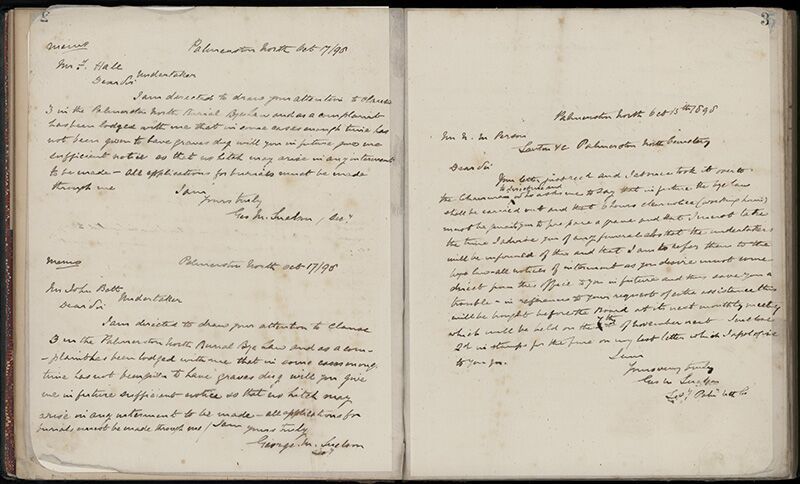 Outwards Correspondence of the Palmerston North Cemetery Trustees, 1898 -1902 30