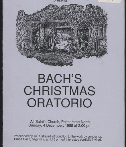 Palmerston North Choral Society - Bach's Christmas Oratorio programme