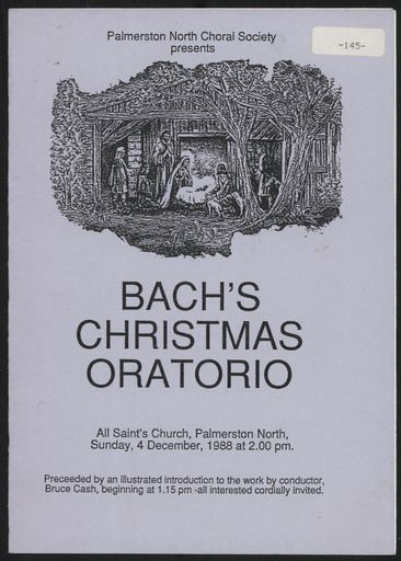Palmerston North Choral Society - Bach's Christmas Oratorio programme