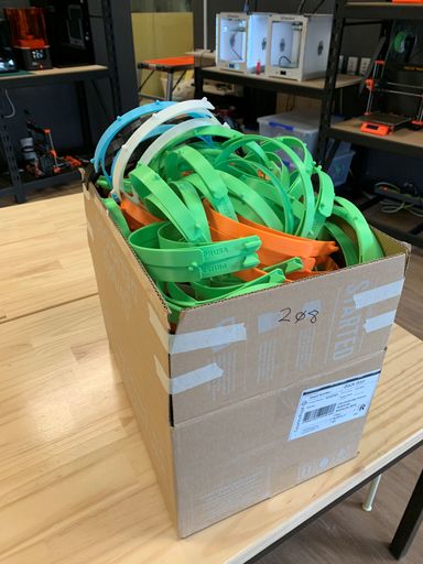 Face shield bands 3D printed at Blueprint Makerspace. - Resource cover image