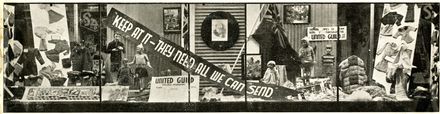 Display of work done by the United Guild for air raid victims of World War II