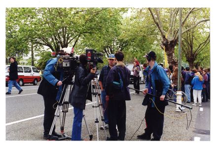 Avenue Action - protestor being interviewed