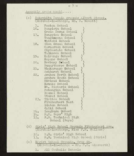 Schedule of Instructions and Details of Assembly for School Children for Royal Visit, 1954 8