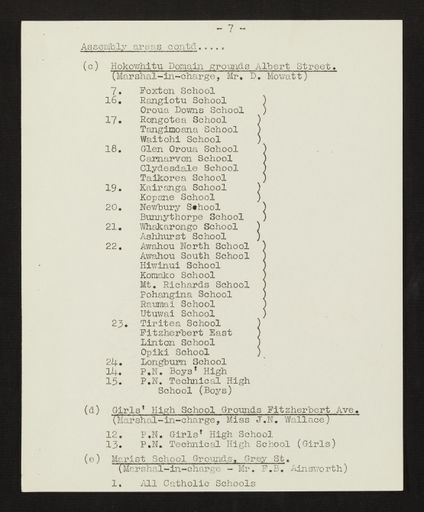 Schedule of Instructions and Details of Assembly for School Children for Royal Visit, 1954 8