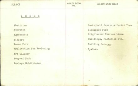 File Card Indexes for Council and Committee Minute Books - 1965 to 1971