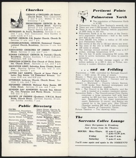 Visitors Guide Palmerston North and Feilding: September 1960 - 12
