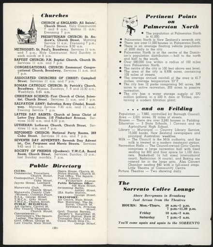 Visitors Guide Palmerston North and Feilding: September 1960 - 12