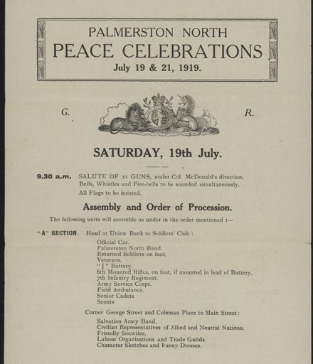Programme for Peace Celebrations