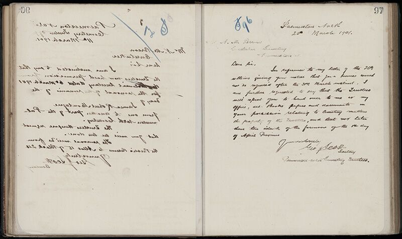 Outwards Correspondence of the Palmerston North Cemetery Trustees, 1898 -1902 124